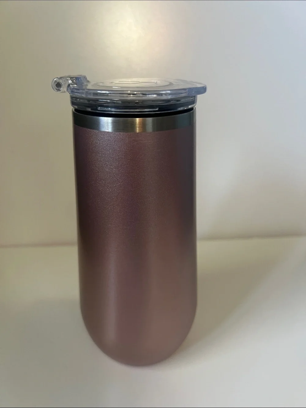 BrüMate Champagne Flute 12oz with Flip-Top Lid Glitter Rose Gold